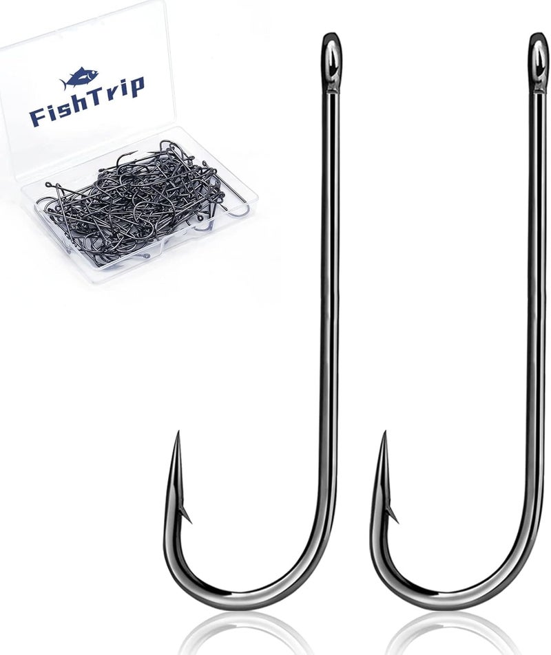 FishTrip Crappie Panfish Fishing Hooks-100pcs Aberdeen Hooks Long Shank Light Wire for Sunfish Small Bass Trout Freshwater Size 16# 14# 12# 10# 8# 6# 4# 2# 1# 1/0 2/0 3/0 4/0 5/0 6/0 - Image 1